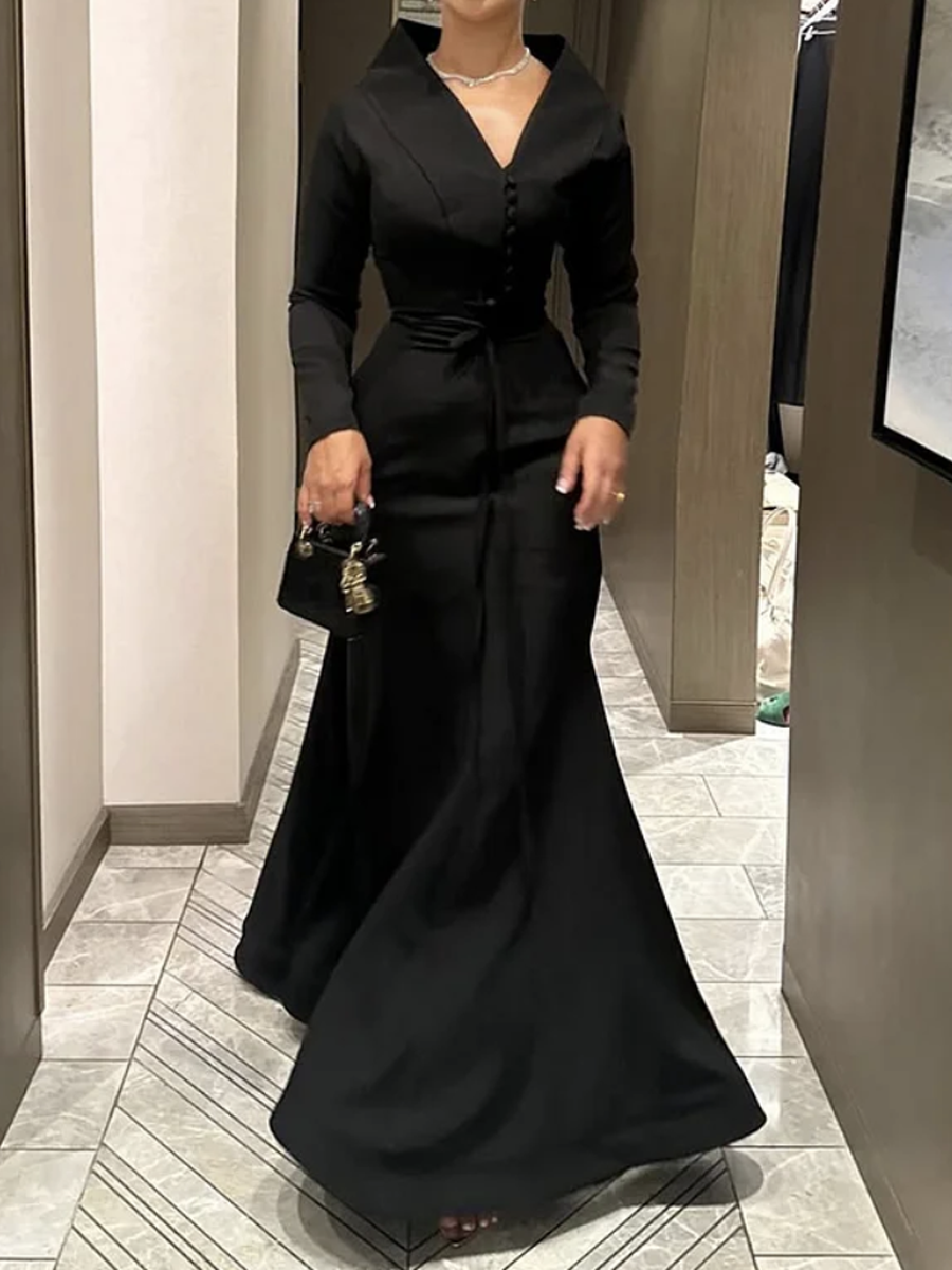 black dress with long sleeves