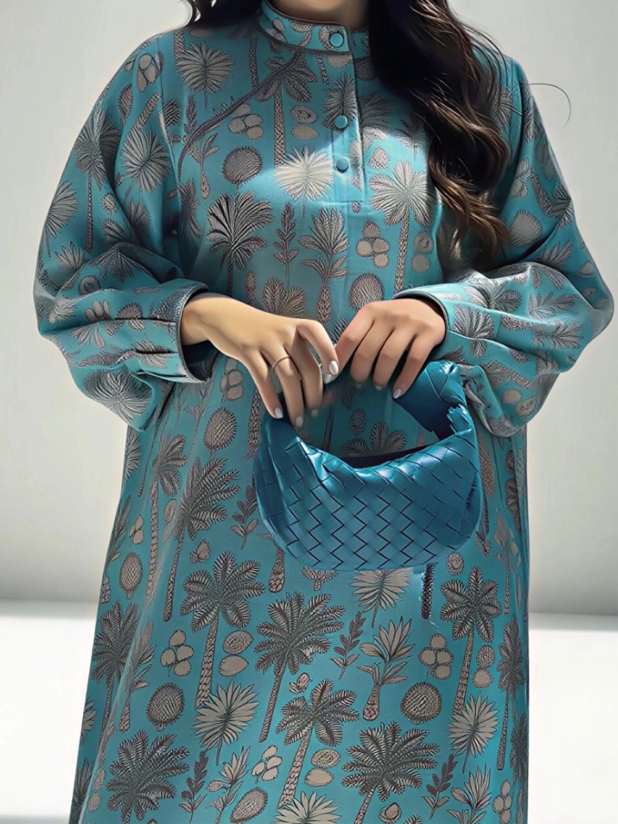 Elegant tropical print maxi dress