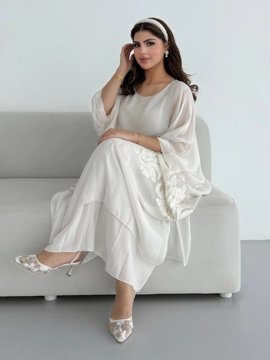 white pattern dress