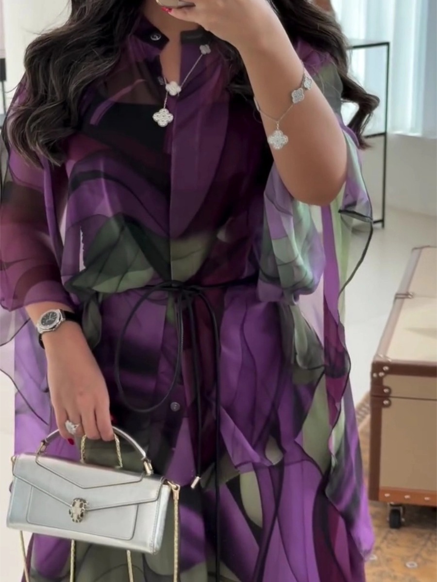 Luxurious abstract print maxi dress