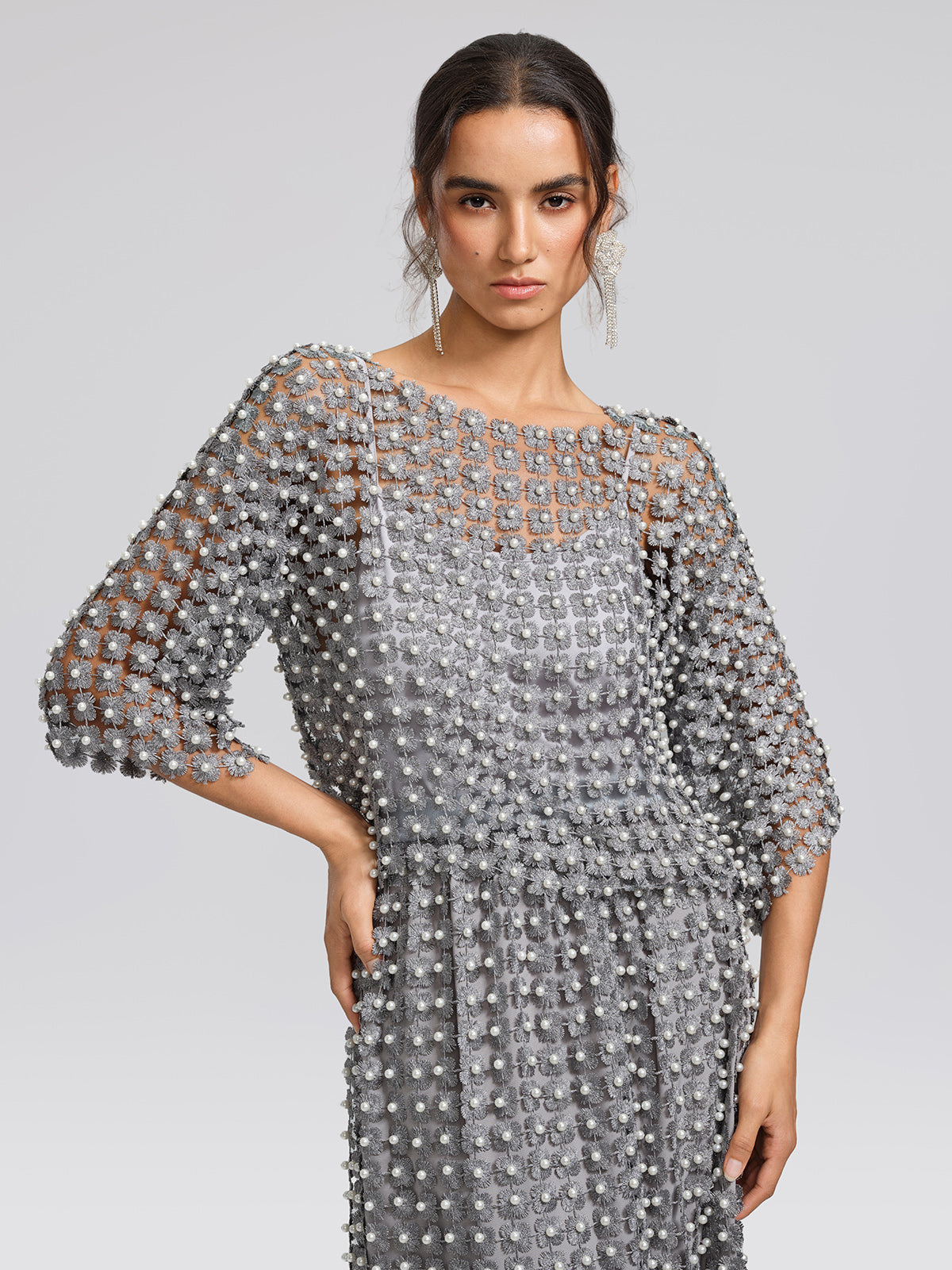Pearl Floral Lace Elegant 2-Piece Set
