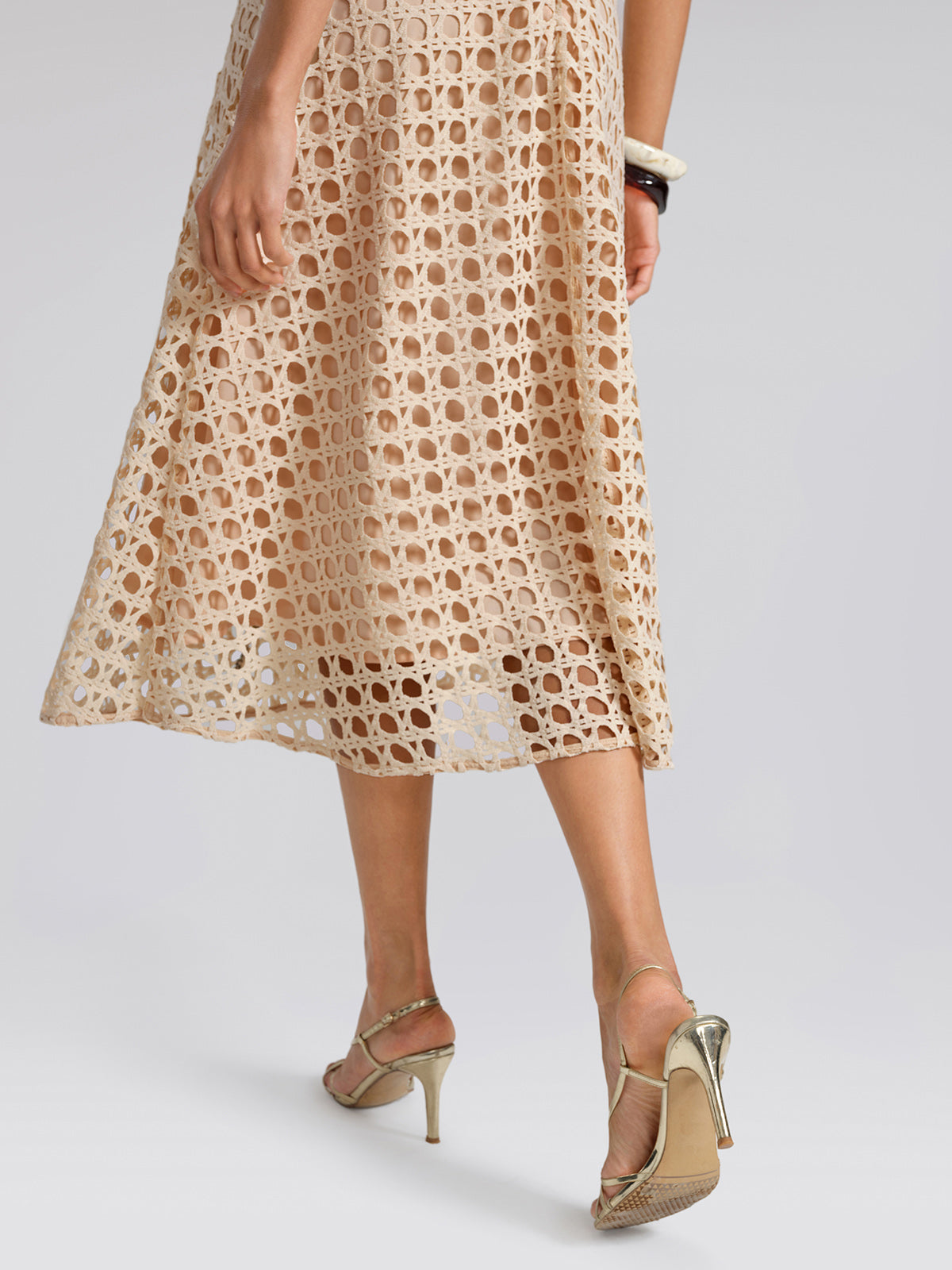 Floral Embroidered Eyelet Midi Dress