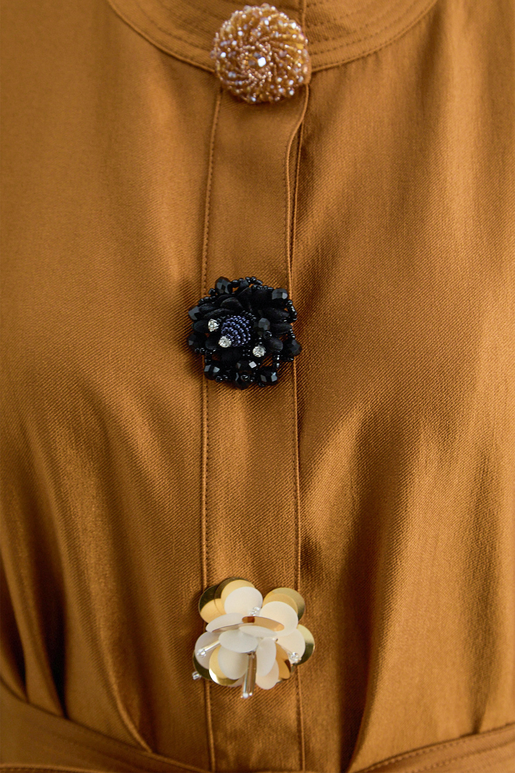 Ochre Decorative Button Vest and Wide-Leg Pants Set
