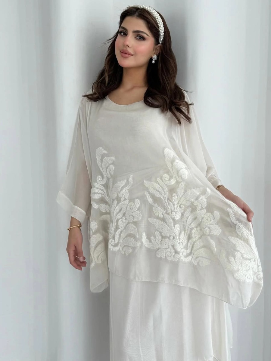 white pattern dress