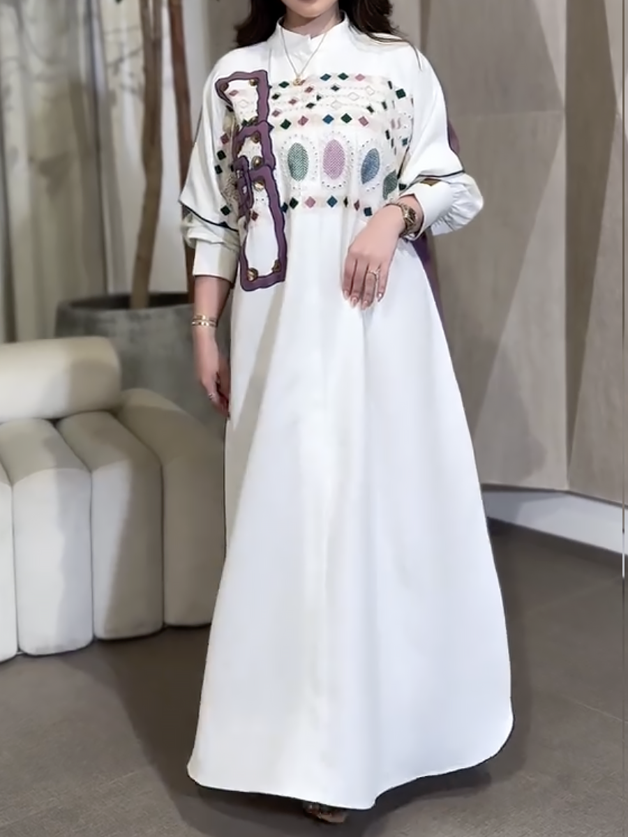 Elegant abaya with colorful embroidery