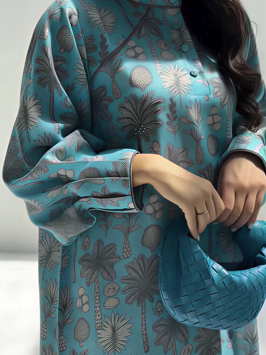 Elegant tropical print maxi dress