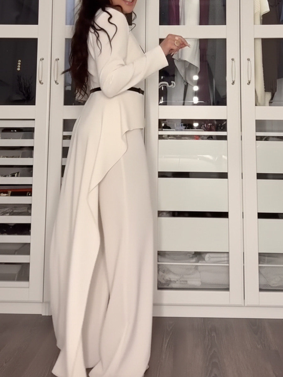 Two-piece white lace suit (without belt)