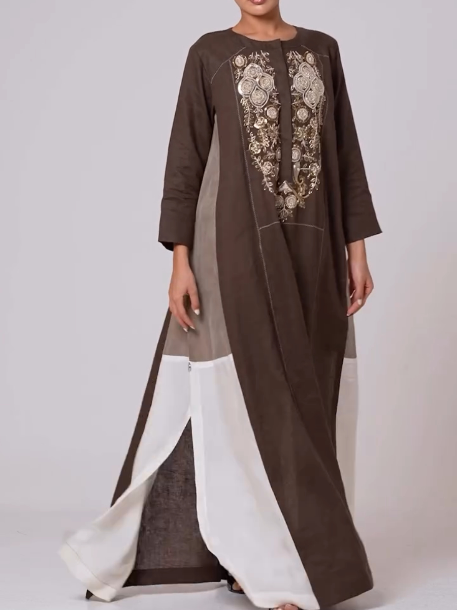 Brown patchwork robe (in stock)