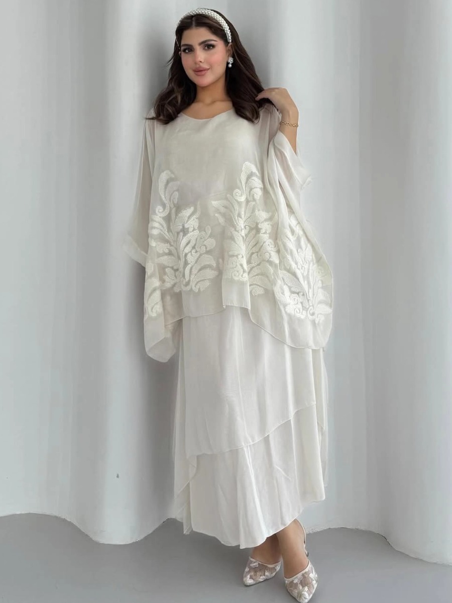 white pattern dress
