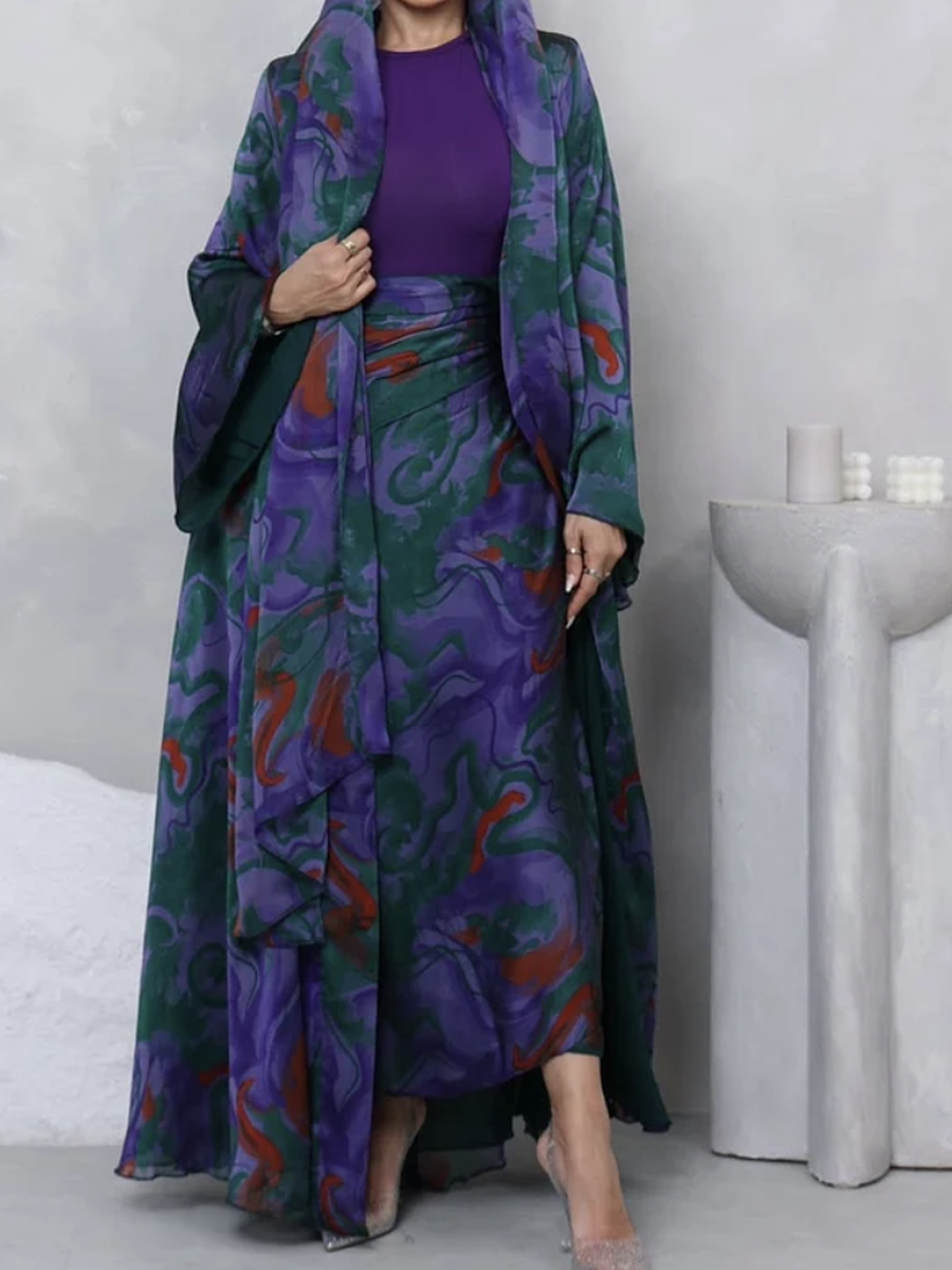 Elegant abaya set with a distinctive artistic pattern