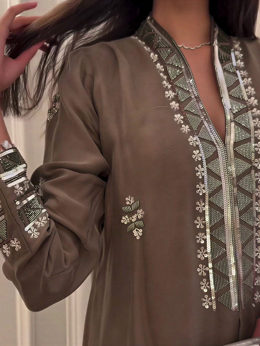 Elegant evening abaya with luxurious embroidery