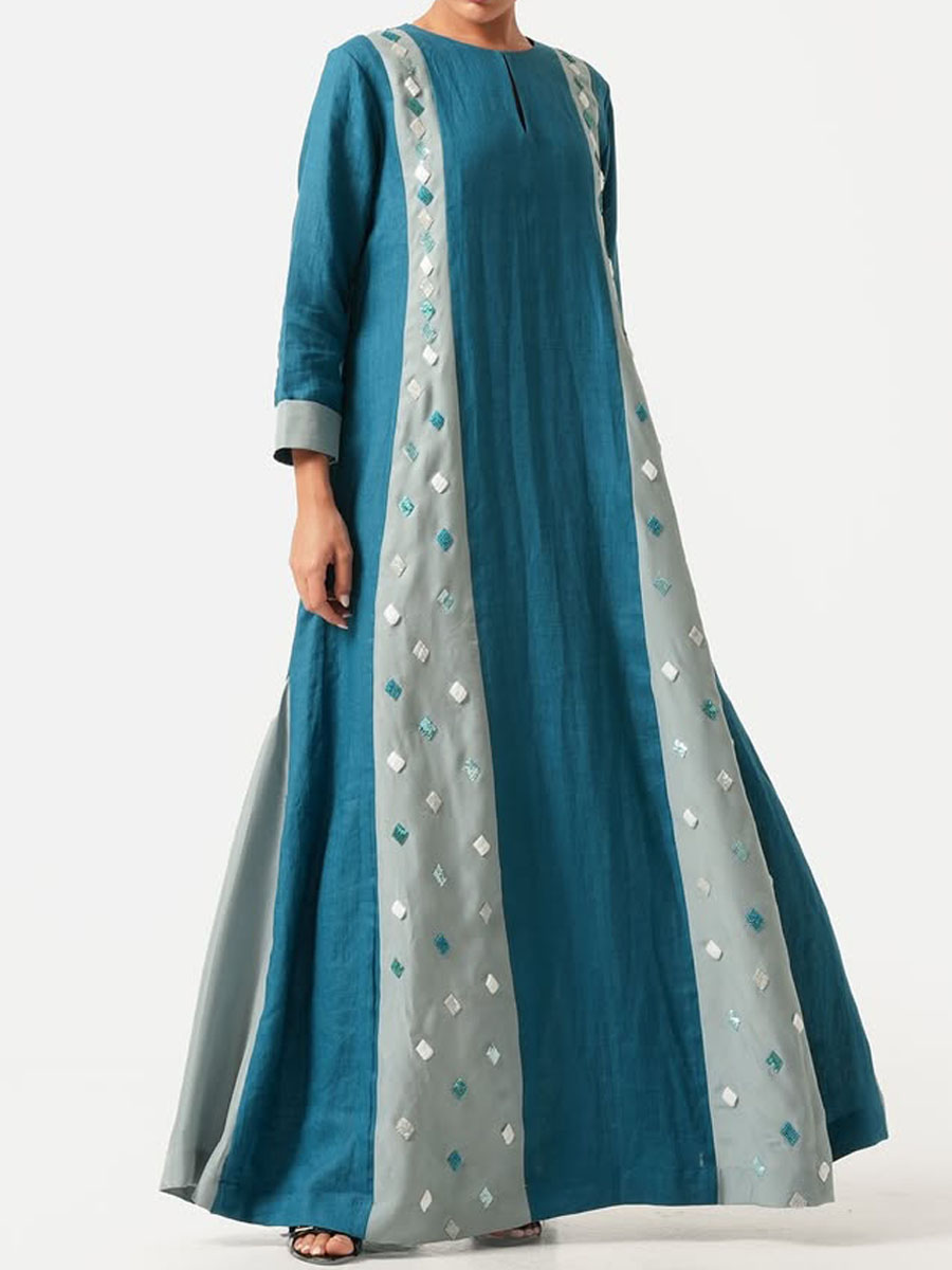 embroidered blue robe