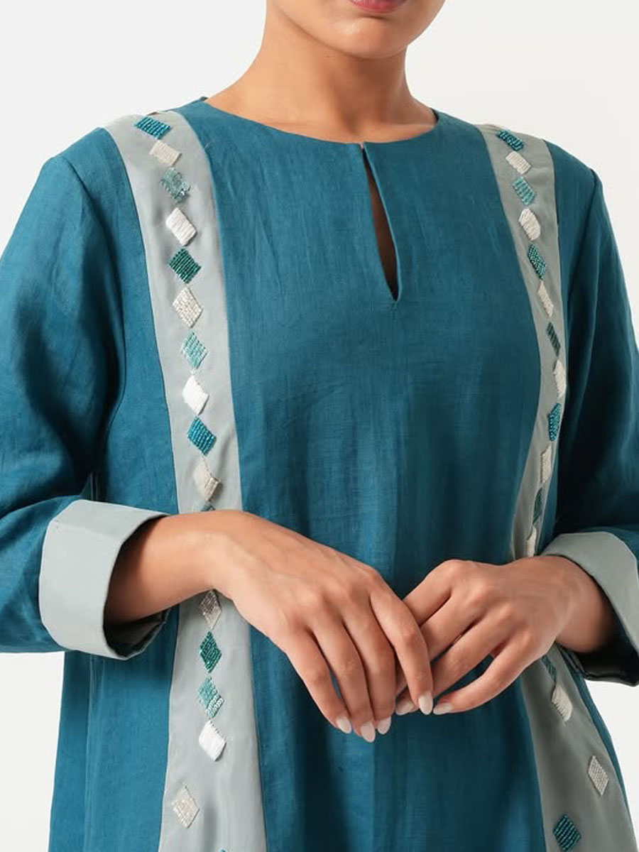 embroidered blue robe
