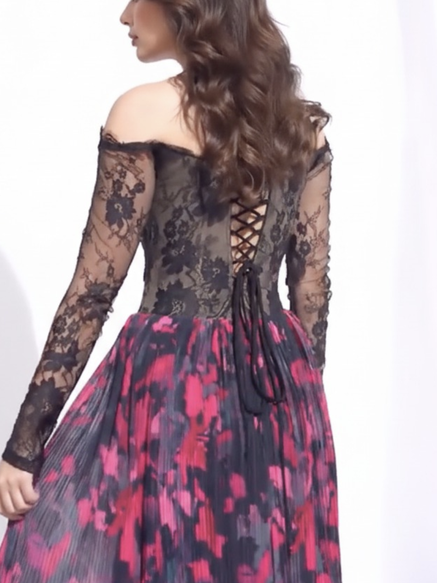 One-shoulder printed dress