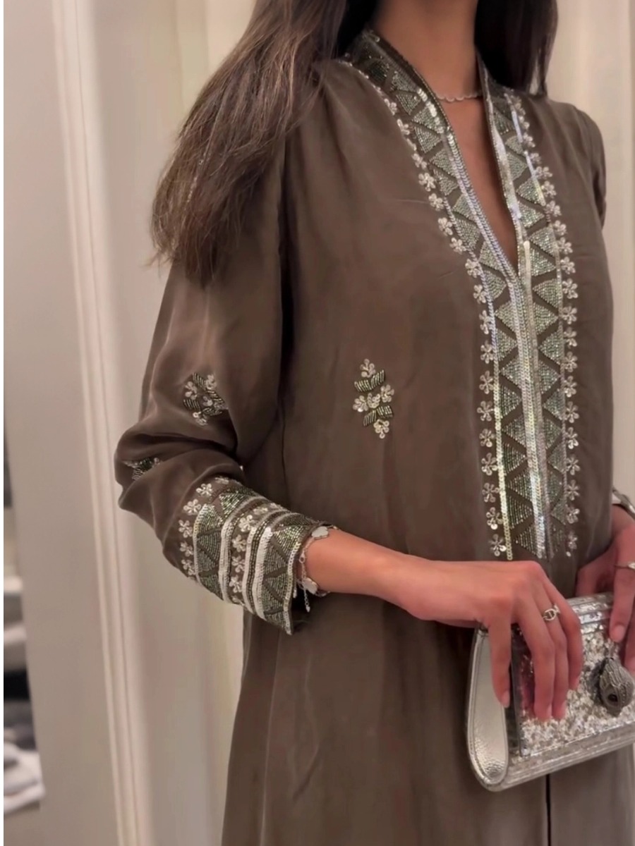 Elegant evening abaya with luxurious embroidery