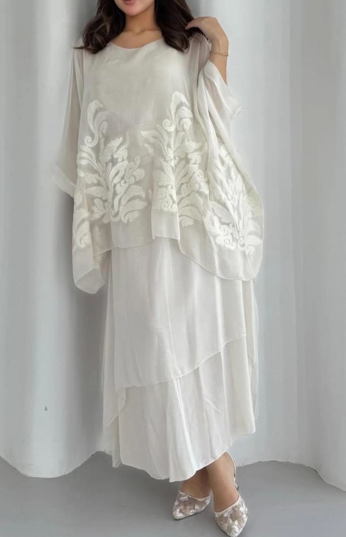 white pattern dress