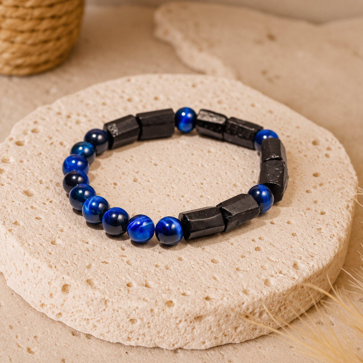Inner Strength Blue Tourmaline Lapis Lazuli Bracelet