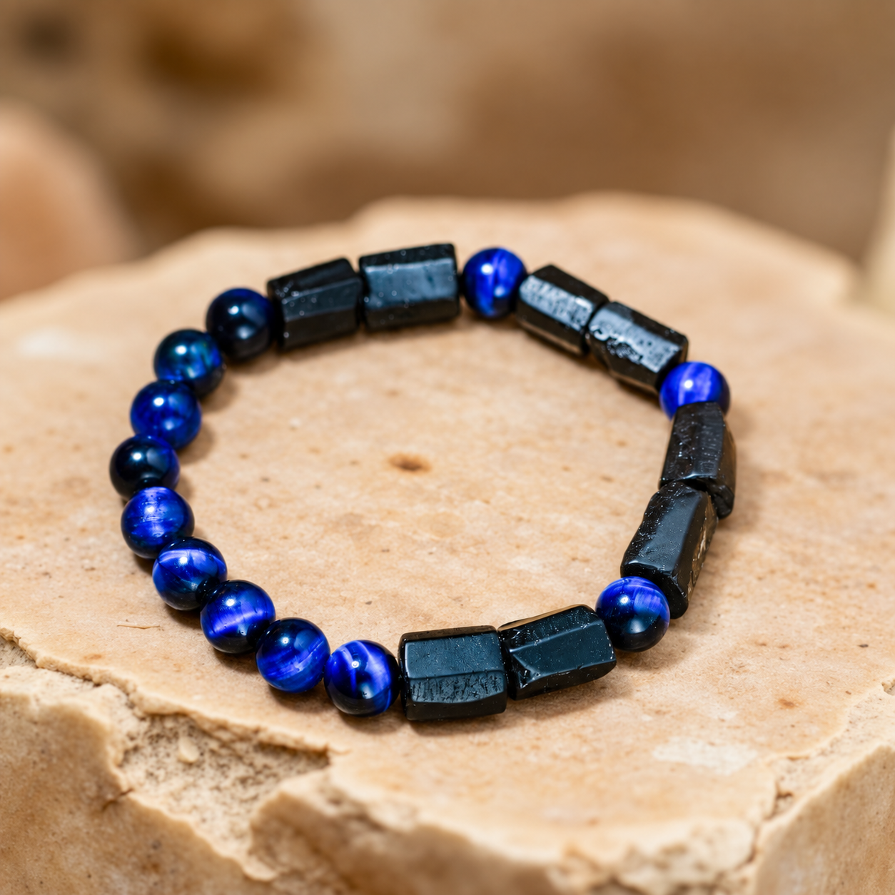 Inner Strength Blue Tourmaline Lapis Lazuli Bracelet
