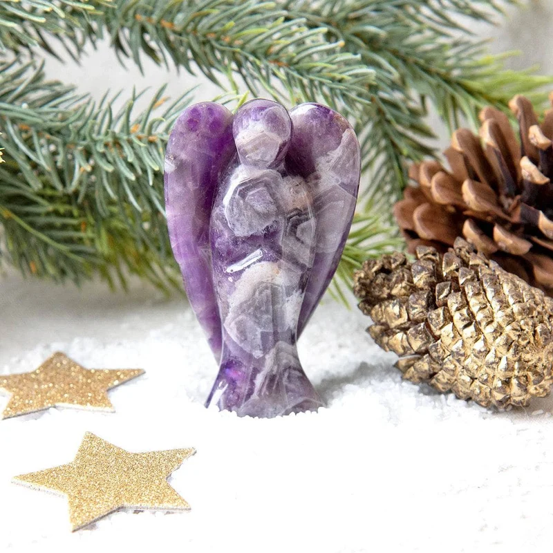 Natural Amethyst Stone Angel Peaceful Guardian