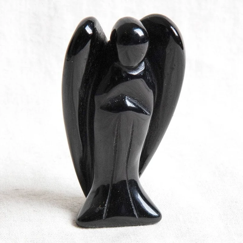 Obsidian Stone Angel Peaceful Guardian