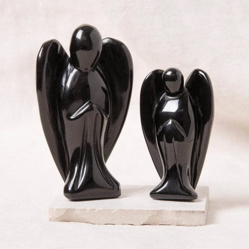 Obsidian Stone Angel Peaceful Guardian
