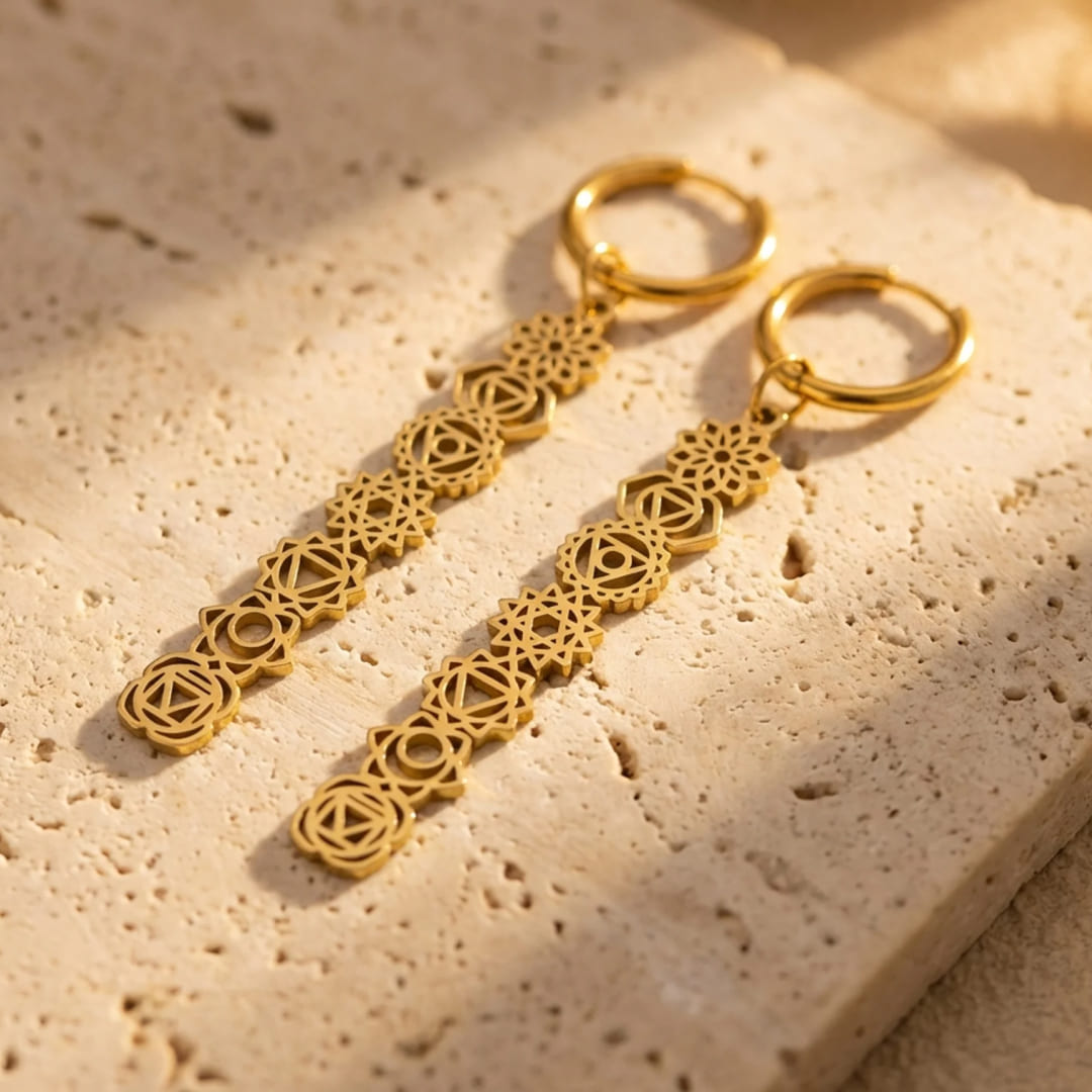 Earrings shown from the side, highlighting design - KARMAKIND