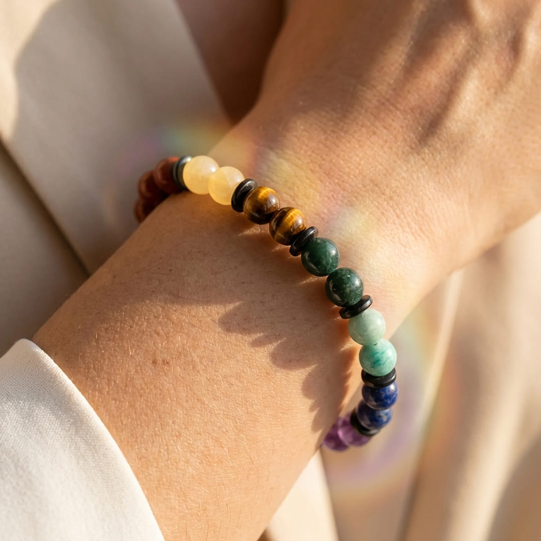 Close-up of the 7 Chakras Harmonization Bracelet - KARMAKIND