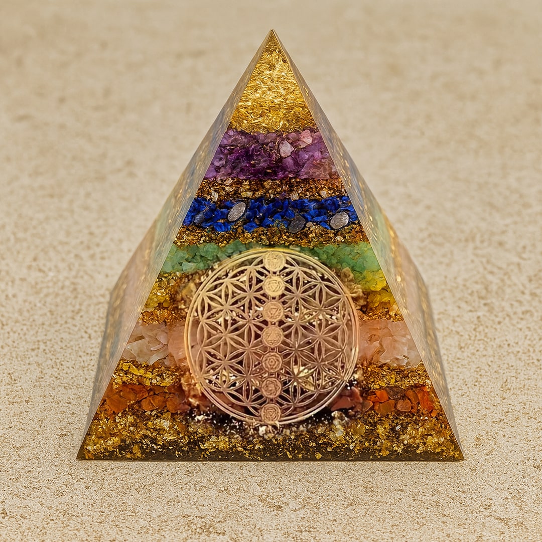 7 Chakras Serenity Orgonite Pyramid - KARMAKIND