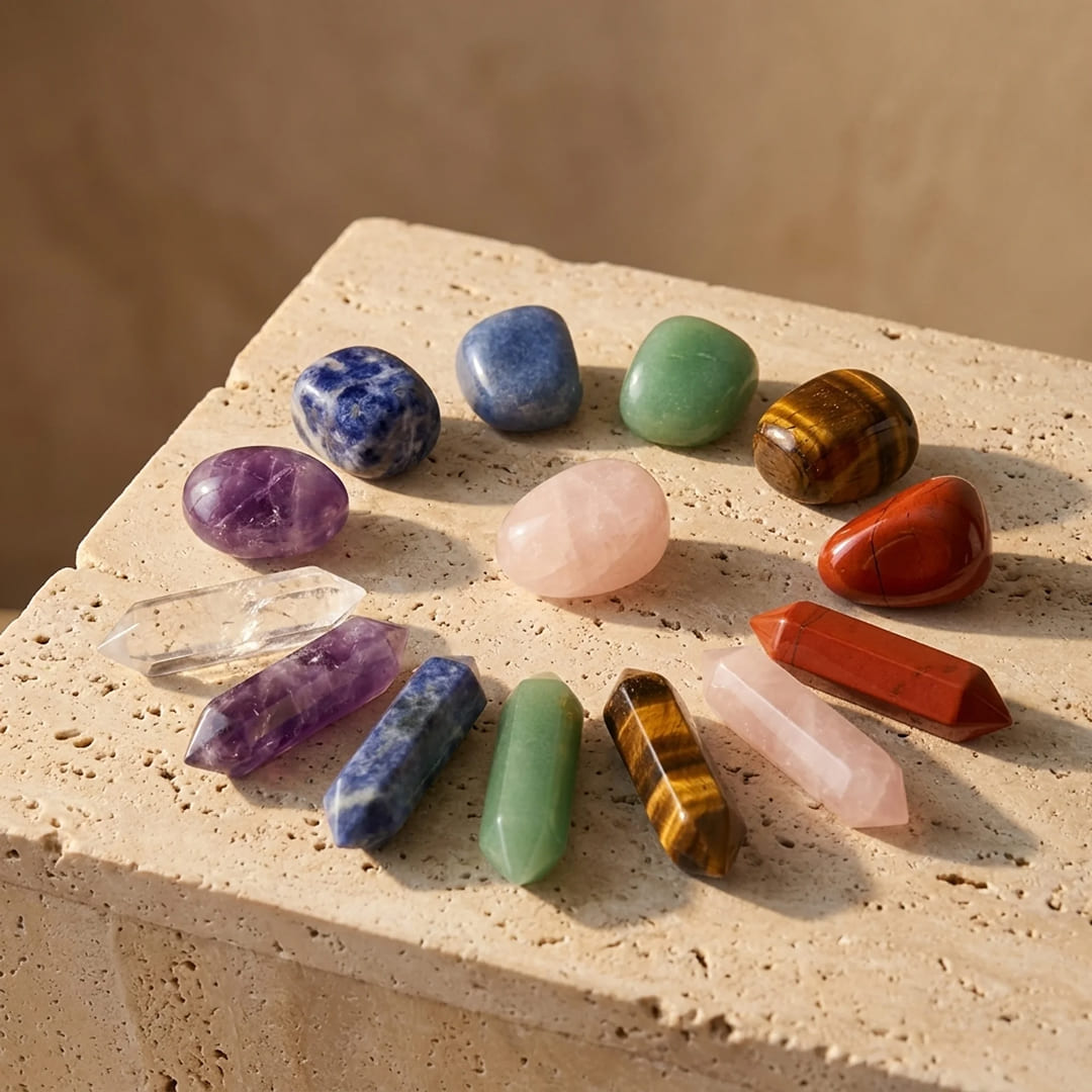 Tiger's Eye stone and double point in the set - KARMAKIND
