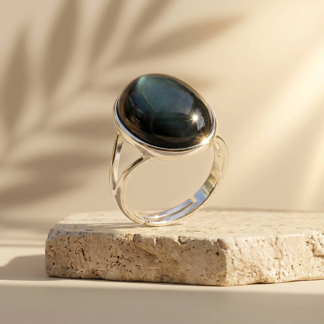 Styling suggestion for the Celestial Eye Obsidian Ring - KARMAKIND
