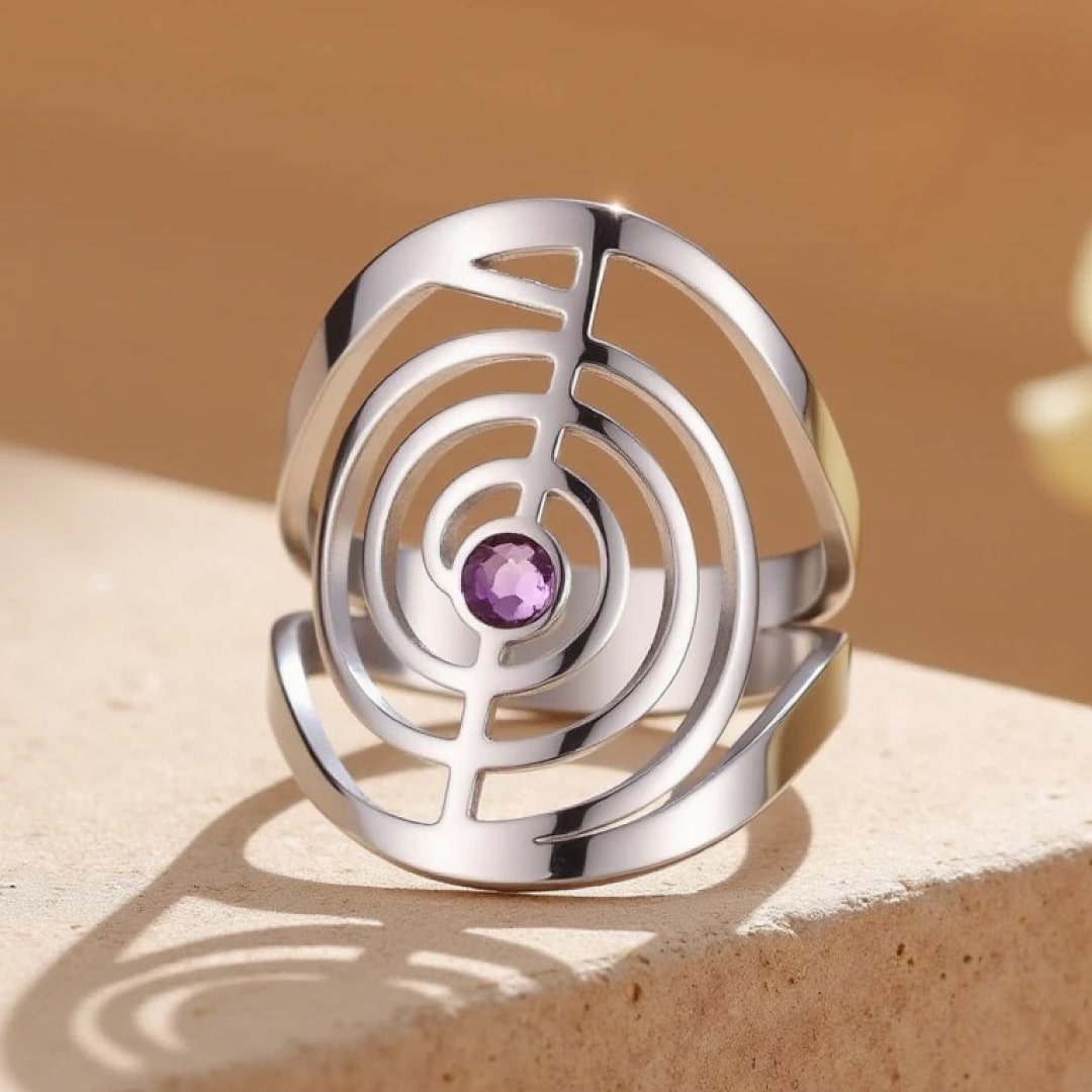 Adjustable ChoKuRei Ring with purple stone - KARMAKIND