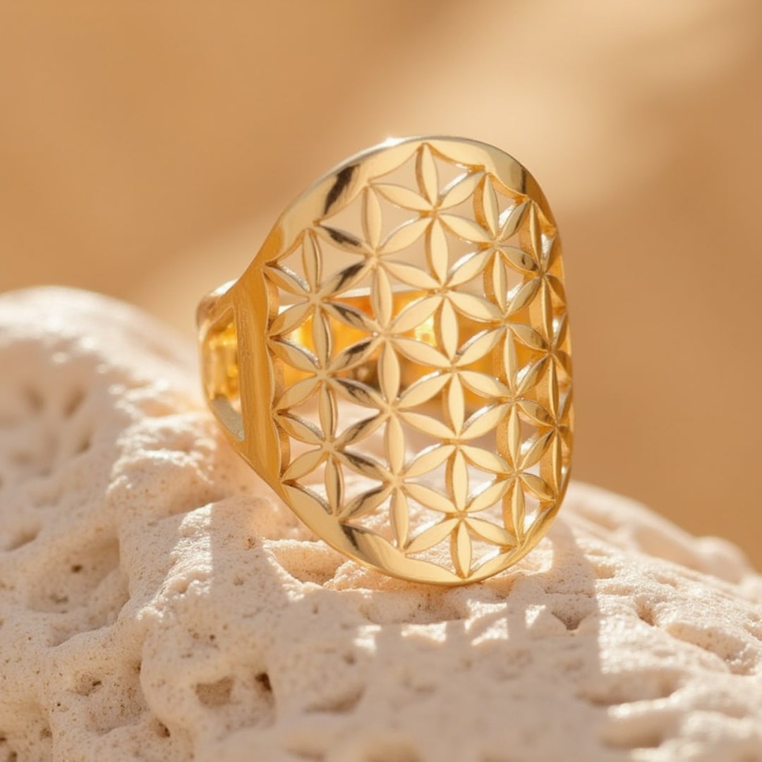 Adjustable Flower of Life Ring - KARMAKIND