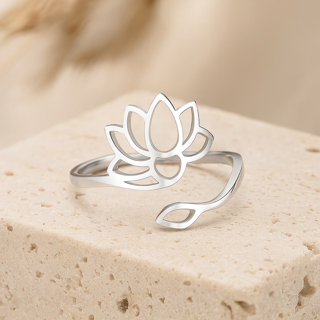 Side view of the Lotus Flower Ring - KARMAKIND