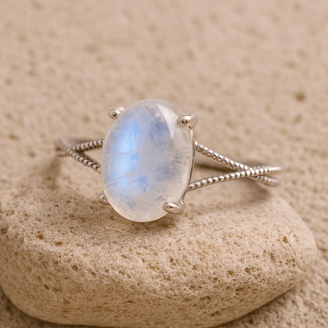 The luminous quality of the Moonstone ring - KARMAKIND