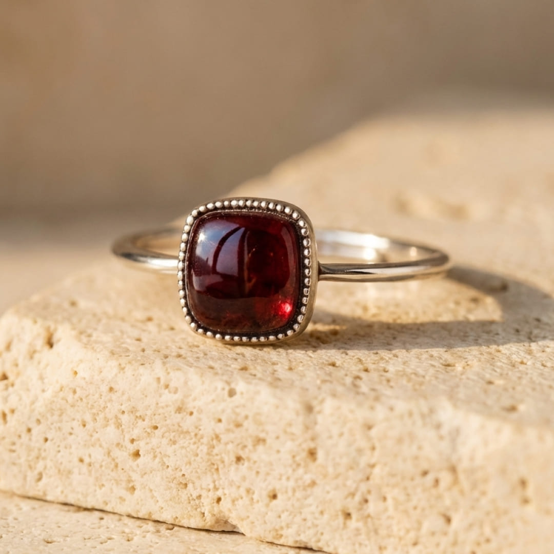 Adjustable "Square Passion" Garnet Ring - KARMAKIND