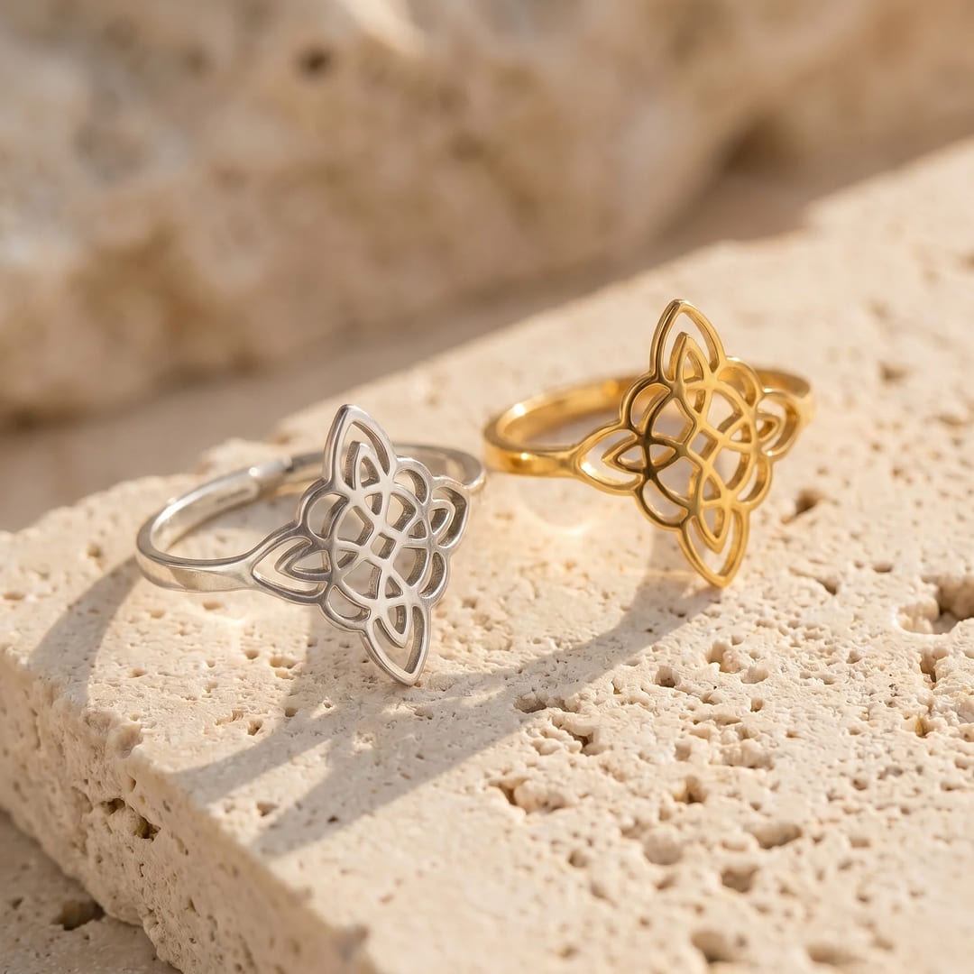 Hand showing the adjustable nature of the ring - KARMAKIND
