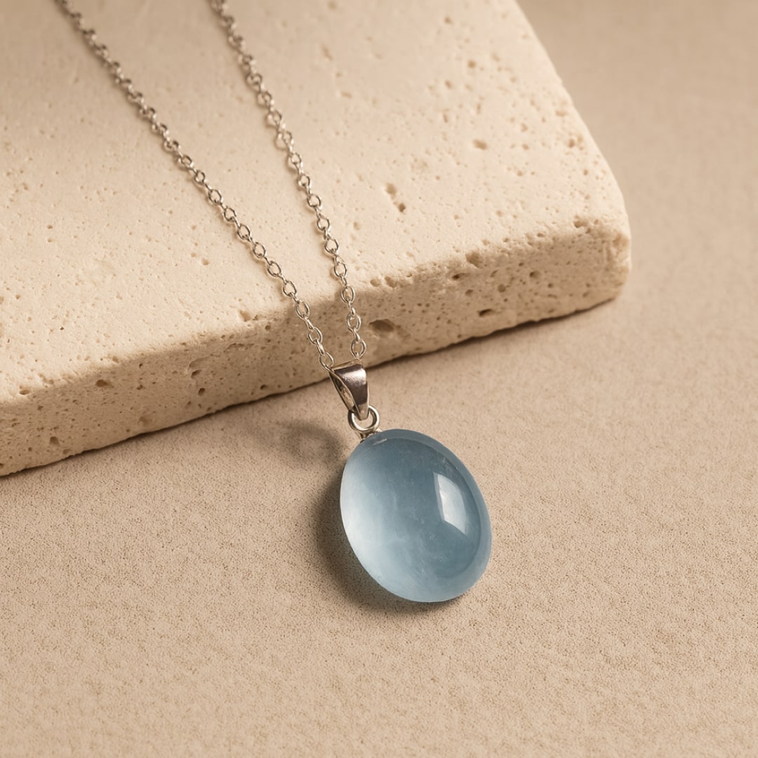 Aquamarine "Deep Calm" Oval Pendant