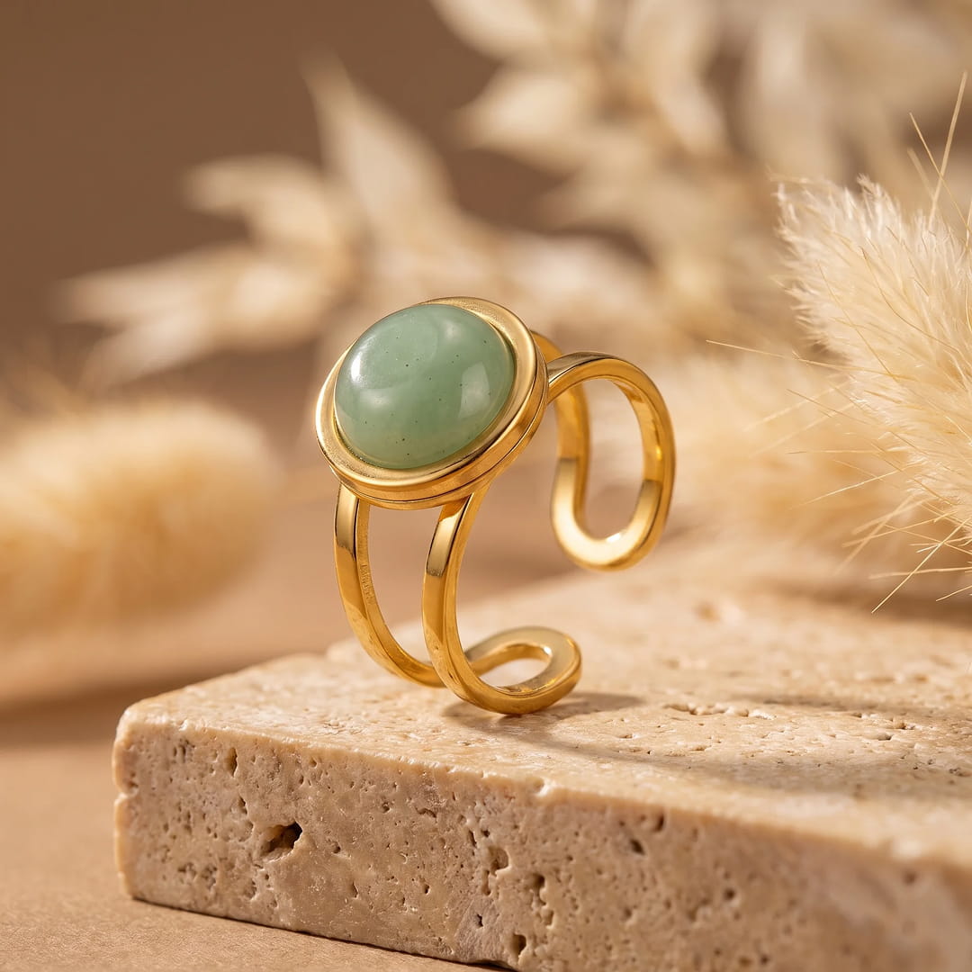 Arya Green Aventurine Ring - KARMAKIND