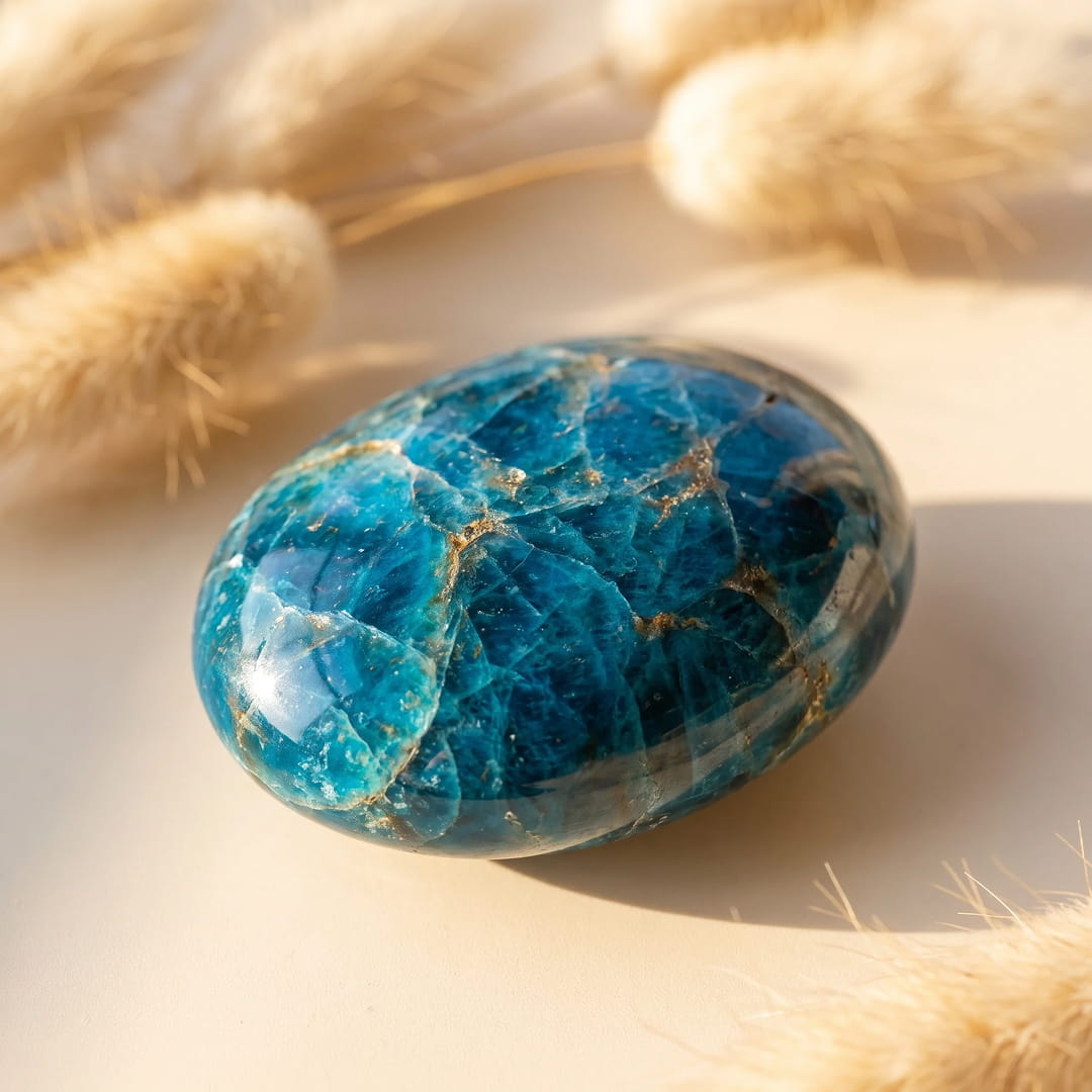 Blue Apatite pebble - Symbol of Harmony - KARMAKIND