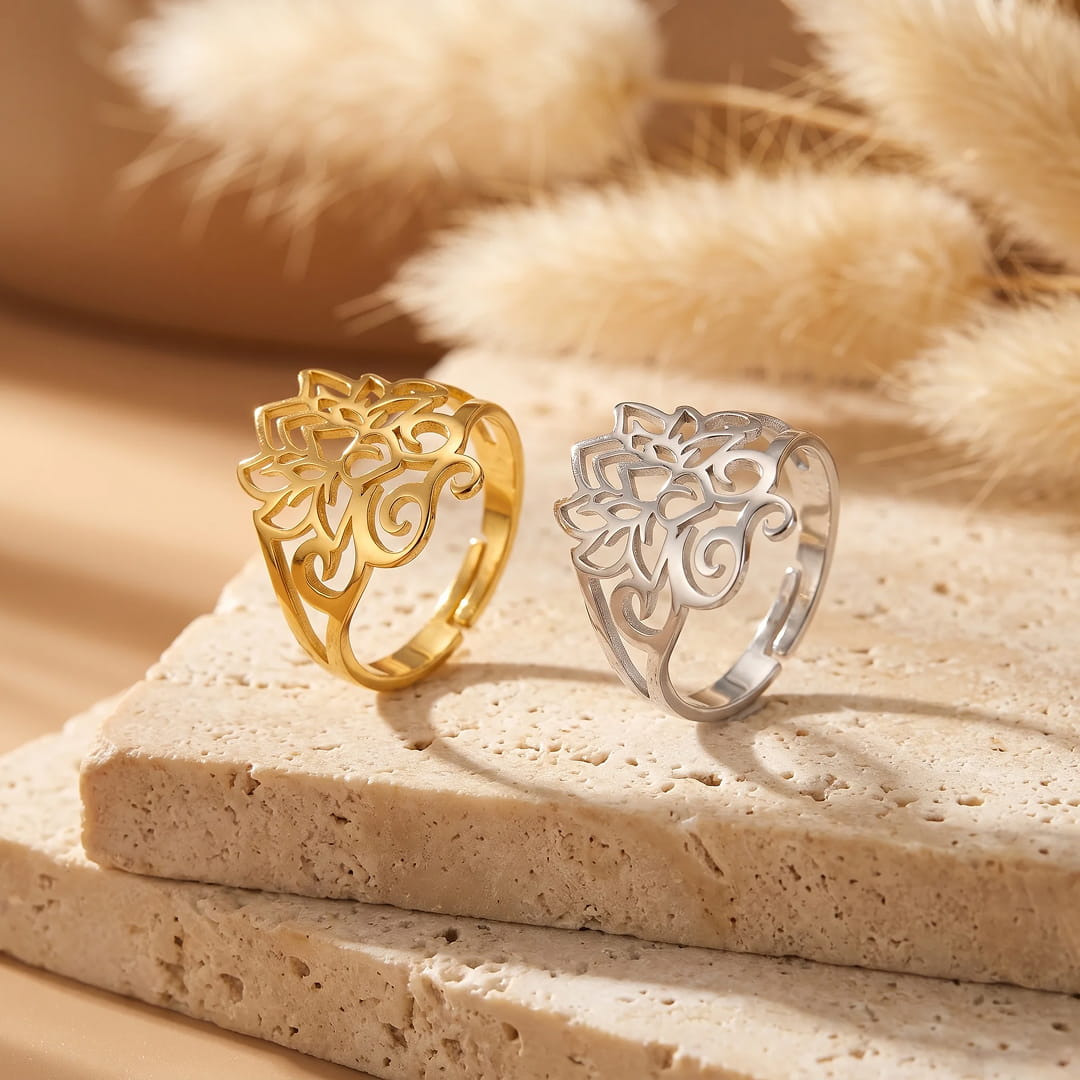 Another angle of the bohemian-style ring
