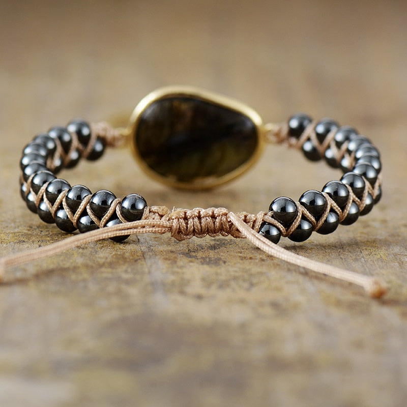 Hematite beads detail on the bracelet - KARMAKIND