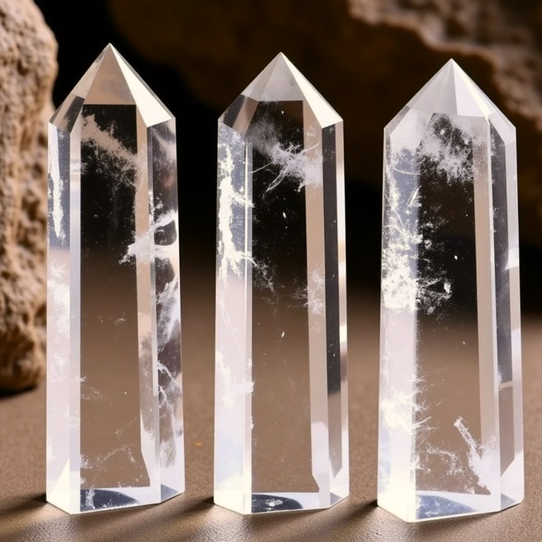 Transparent Rock Crystal Point detail - KARMAKIND