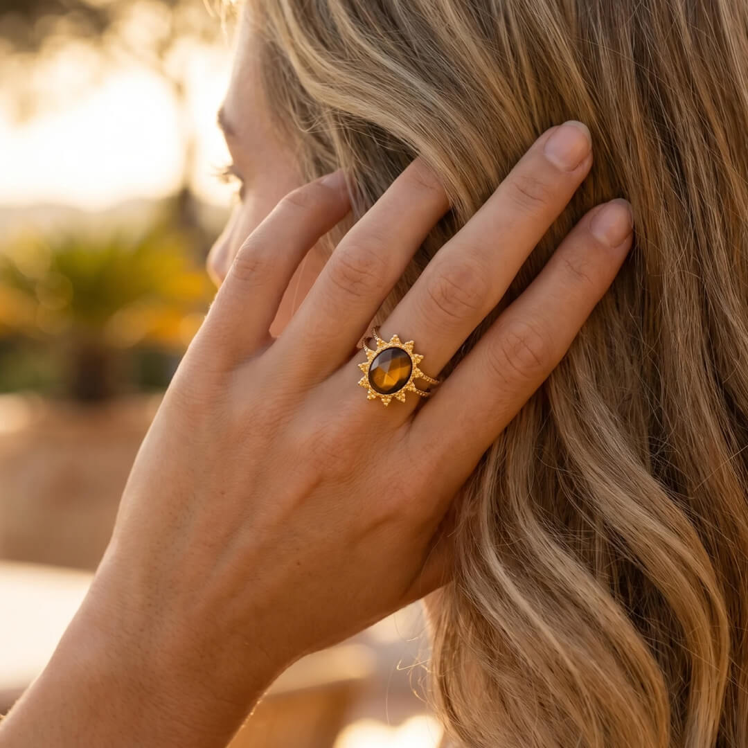 The ring set against a soft, natural background - KARMAKIND