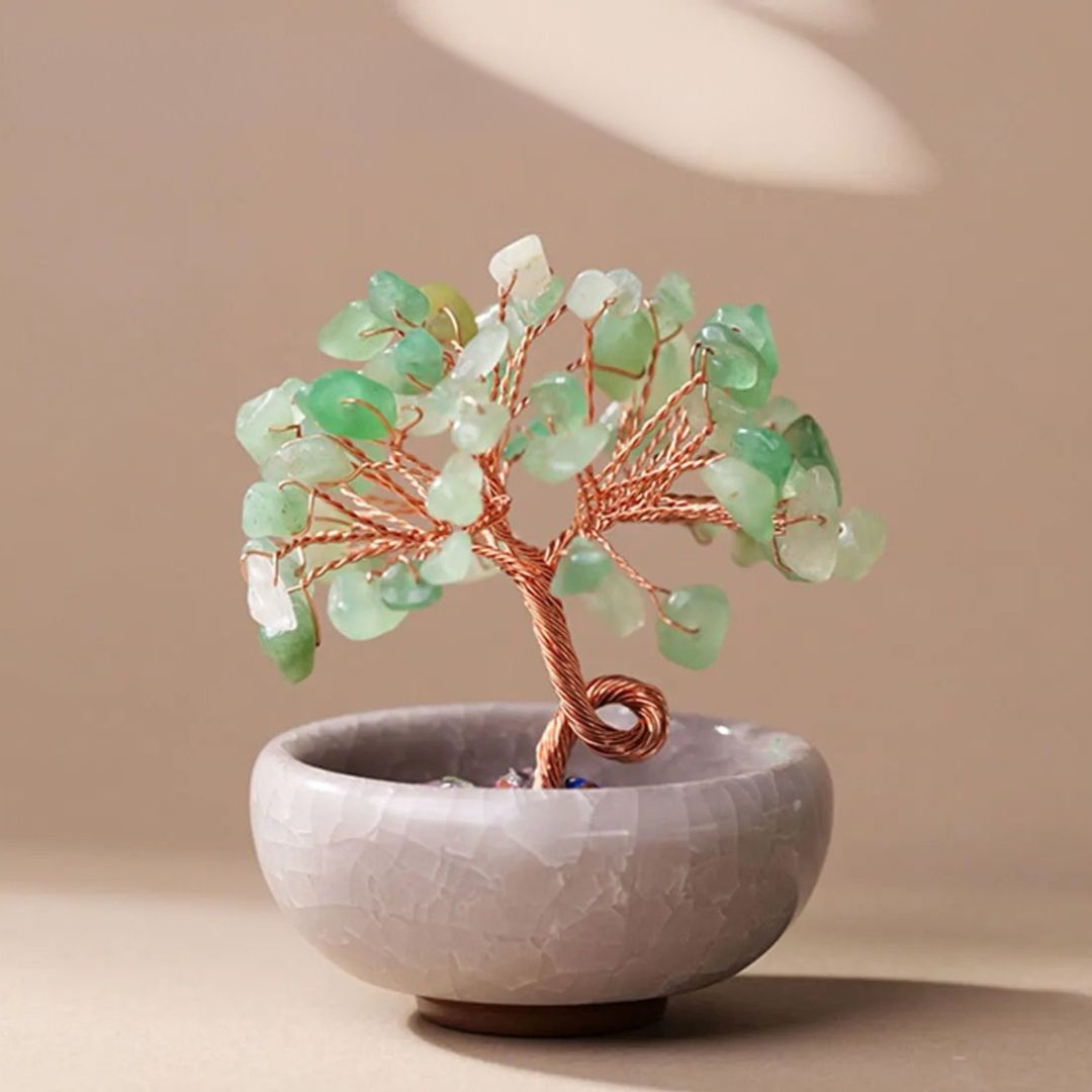 Detail of various colored stone chips on the tree - KARMAKIND