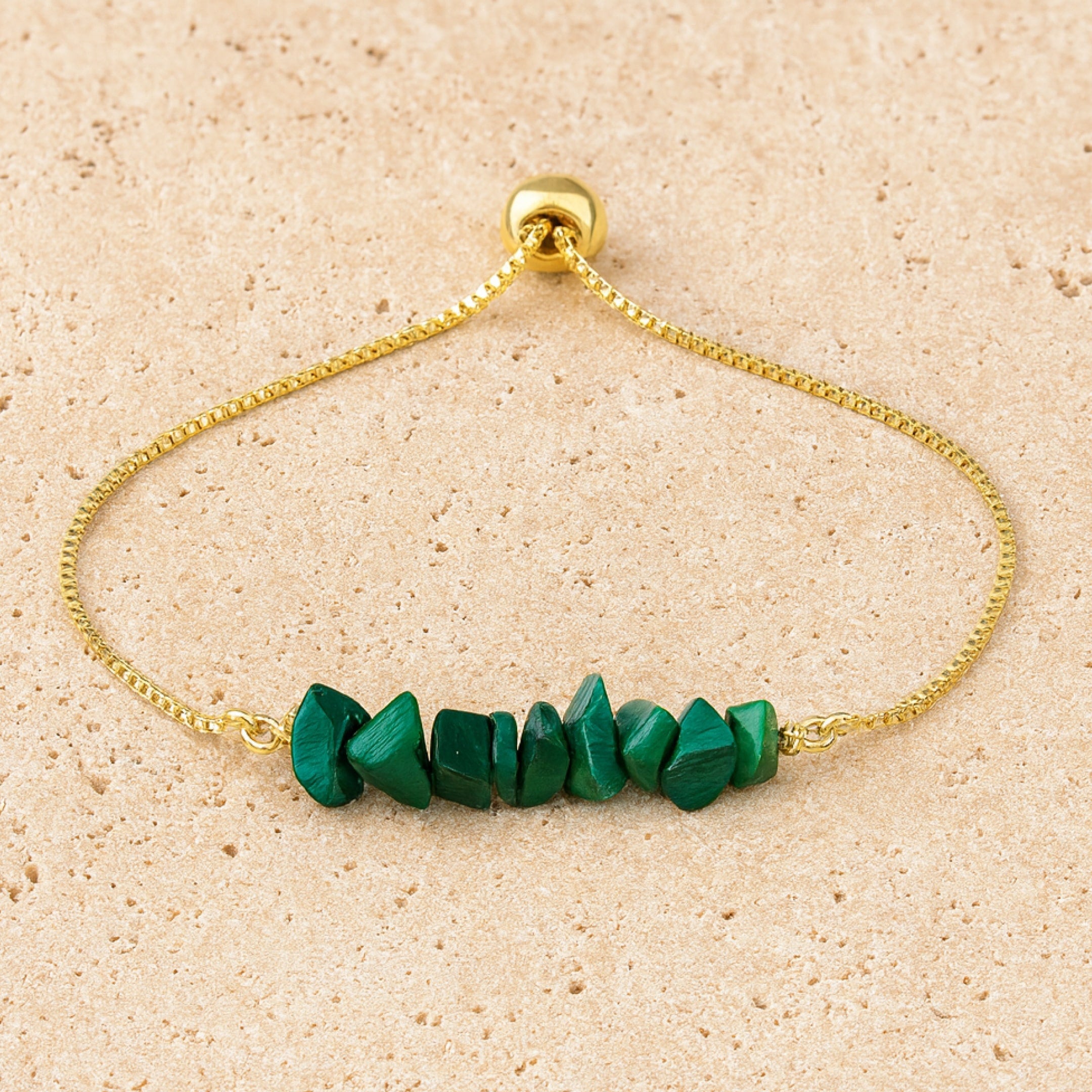 Hand wearing the delicate irregular stone bracelet - KARMAKIND