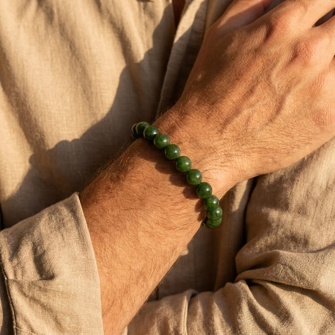 The serene appearance of the Nephrite Jade Bracelet - KARMAKIND