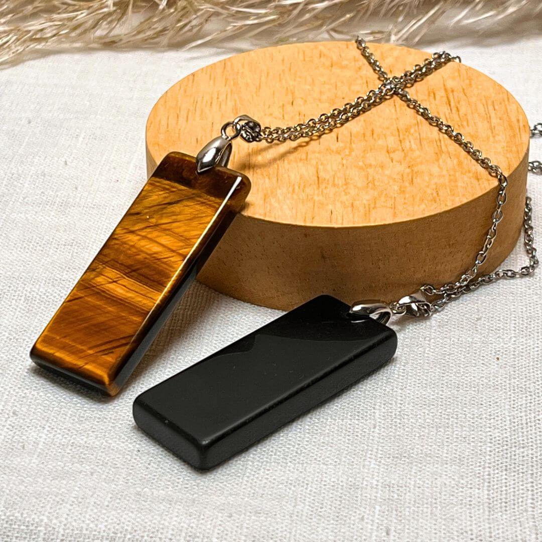 Lifestyle shot of the men's stone pendant - KARMAKIND