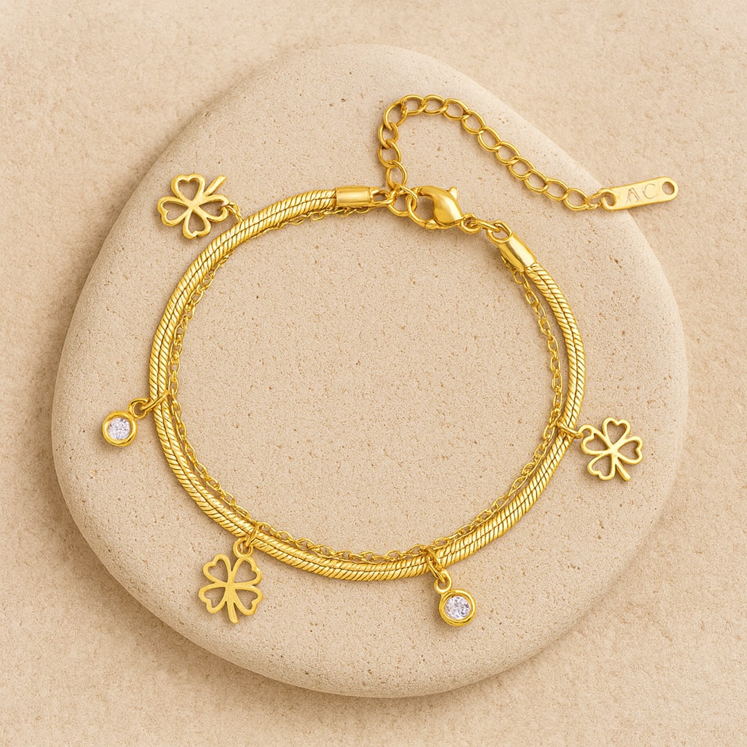 Elegant clover bracelet in gold and silver - KARMAKIND