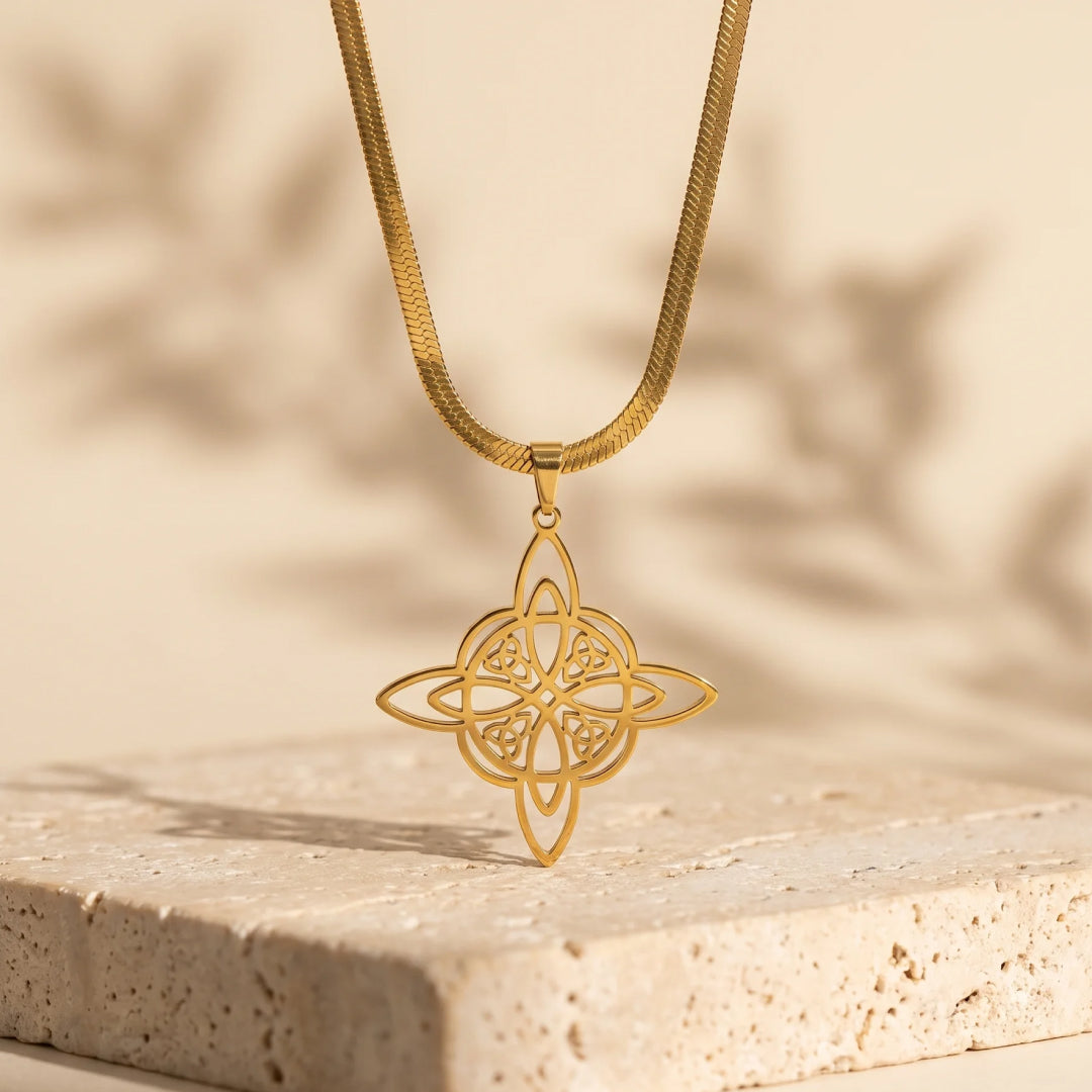 Stylized product shot of the pendant on a light background - KARMAKIND