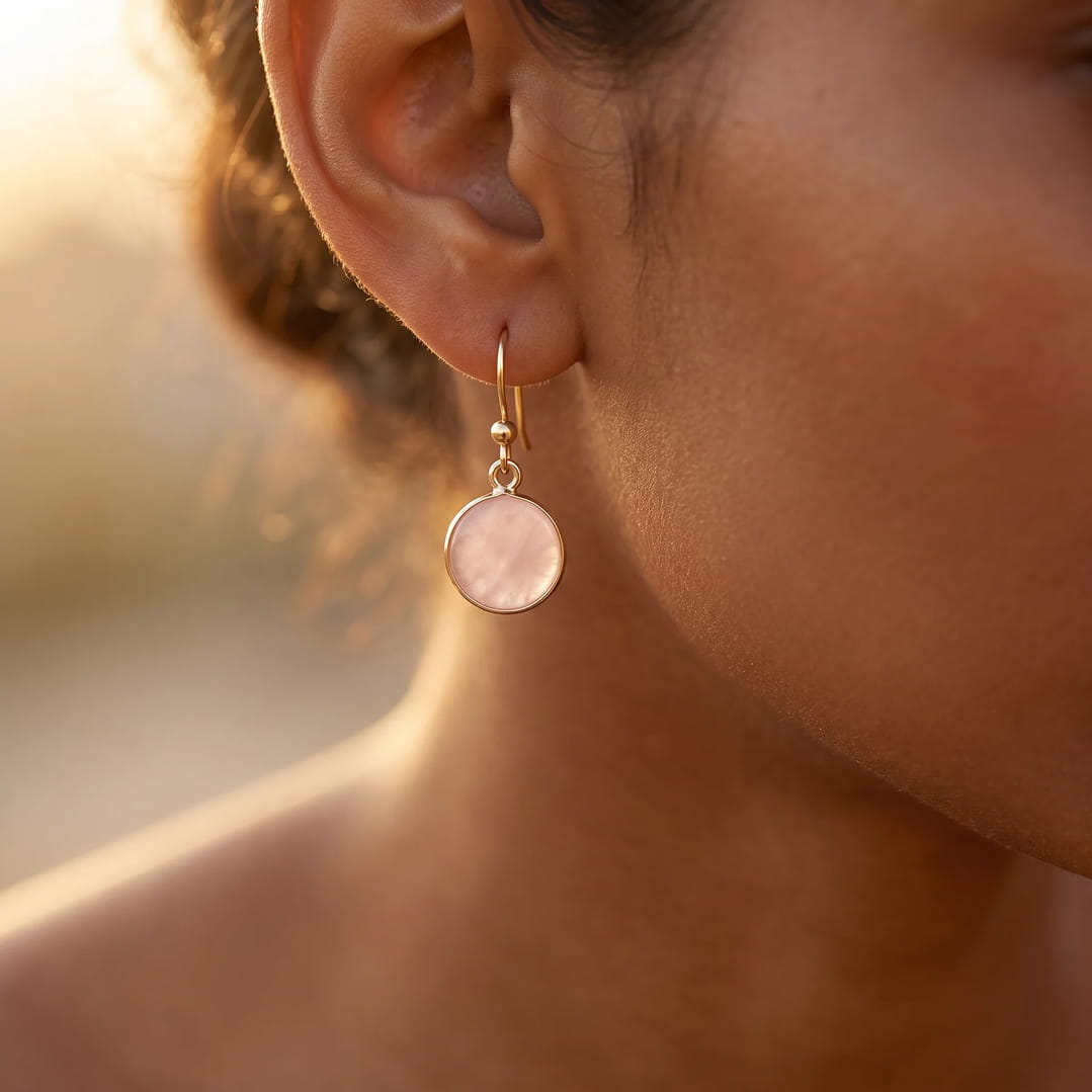 Close-up of the natural stones in the earrings - KARMAKIND